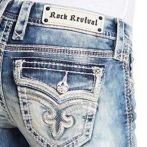 ❤️HTF❤️ ROCK REVIVAL XIA ACID WASH CROPPED SEQUIN EMBELLISHED JEANS Size 28